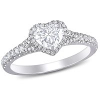 Allura 0.95 CT.T.W. Diamond Halo Heart Engagement Ring in 14k White Gold