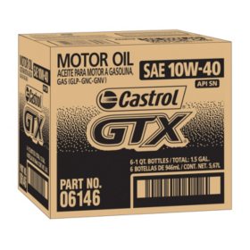 Castrol GTX 10W-40 Motor Oil (1 qt. bottles, 6 pk)