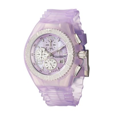 TechnoMarine Women's Cruise Original Stainless Steel Case and Lavender and  Clear Silicon Interchangeable Straps Diamond Quartz Watch