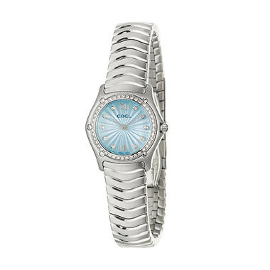 Ebel Womens Classic Wave Stainless Steel Case and Bracelet Diamond Quartz Watch
