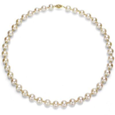 8-9 mm White Cultured Freshwater Pearl and 14k Yellow Gold Beads 18  Necklace - Sam's Club