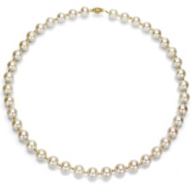 8-9 mm White Cultured Freshwater Pearl and 14k Yellow Gold Beads 18" Necklace