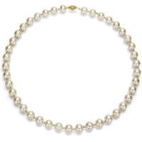 8-9 mm White Cultured Freshwater Pearl and 14k Yellow Gold Beads 18" Necklace