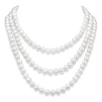 9-10 mm White Cultured Freshwater Pearl 64" Endless Necklace