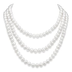 9-10 mm White Cultured Freshwater Pearl 64" Endless Necklace