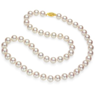 Real Pearls & 14K Solid Gold Clasp Necklace, AAA Grade 8-9MM Cultured  Pearls And Gold Double Strands Necklace, Bridal Necklace