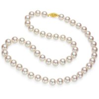 White Cultured Freshwater Pearl 18" Strand Necklace with 14k Yellow Gold Clasp - Various Pearl Size Available