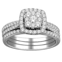 Imperial Diamond Collection 1.00 CT. T.W. Square Engagement Set in 14k White Gold (I, I1) 