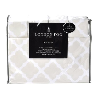 LONDON FOG SHEET SET QN BONE & WHITE Sam's Club