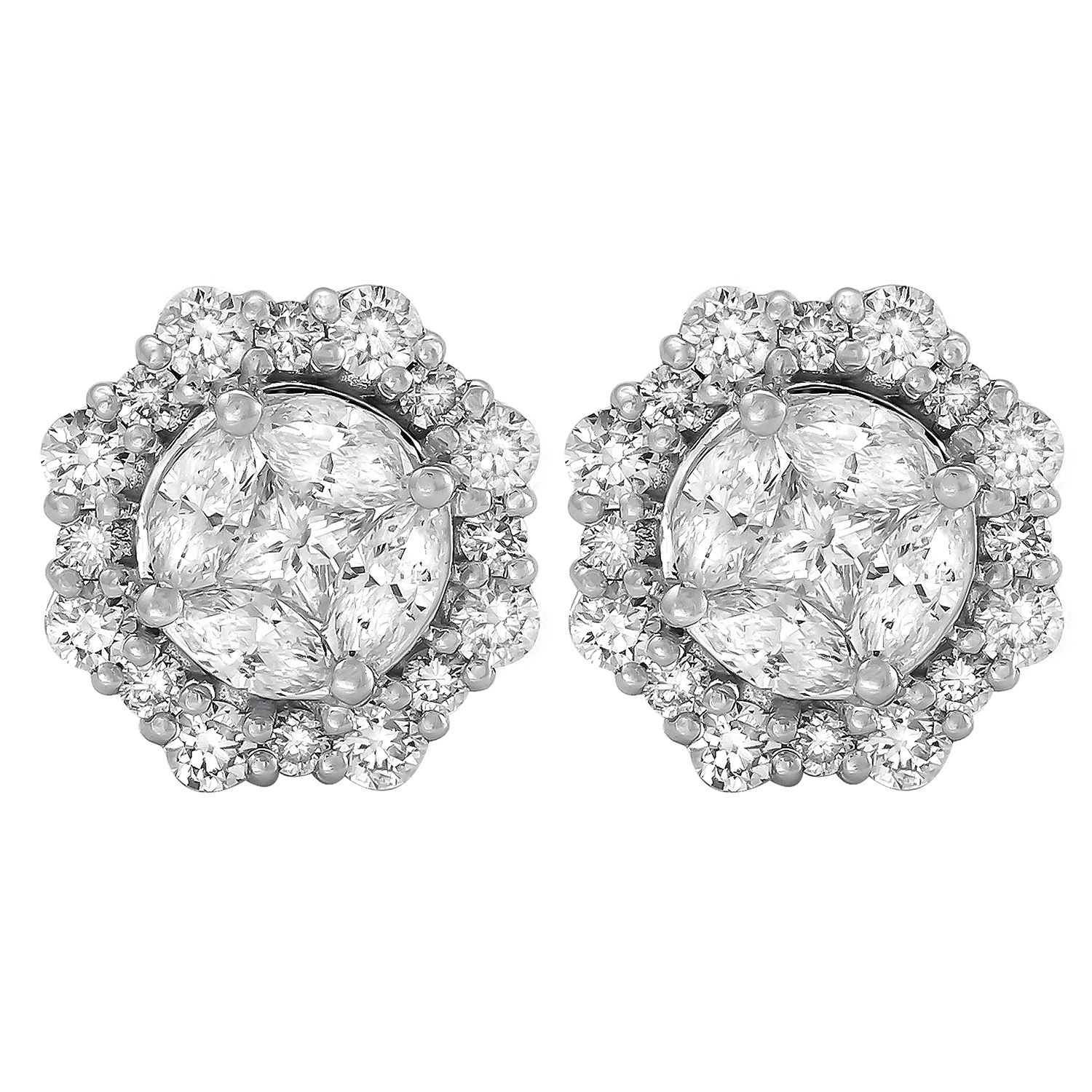 1.20 CT T.W. Diamond Earrings in 14K White Gold