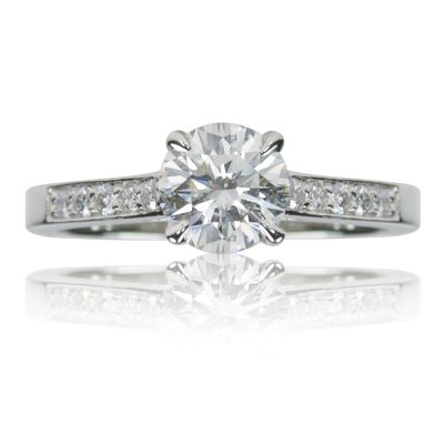 1.57 ct. t.w. Round Brilliant Diamond and Platinum Engagement Ring (D ...