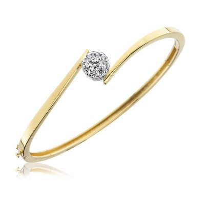 SS/18KY Two Row Diamond Bangle - B07F22-WD-6.5-Y-S