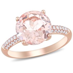 Morganite with 0.17 CT. T.W. Diamond Cocktail Ring in 14K Rose Gold