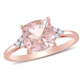 Morganite and Diamond Accent Cocktail Ring in 14K Rose Gold