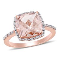 Morganite with 0.08 CT. T.W. Diamond Halo Cocktail Ring in 14K Rose Gold