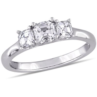 1.0 CT. T.W. Asscher-Cut Three-Stone Diamond Engagement Ring in 14K White Gold