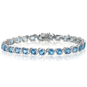 Blue Topaz Tennis Bracelet in Sterling Silver