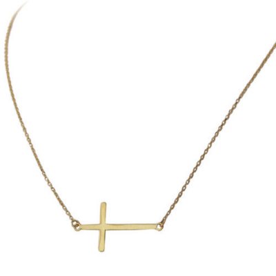 14K Yellow Gold Sideways Cross Necklace - Sam's Club