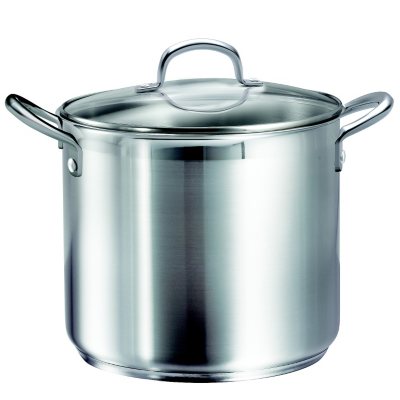 Grand Gourmet Stainless Steel Stock Pot with Glass Lid, 12 Quart