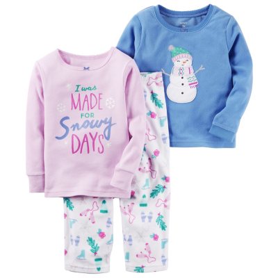 Carter's Girl's 3 Piece PJ Set - Snowy - Sam's Club