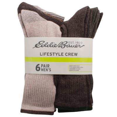 Eddie Bauer Men s Lifestyle Crew Socks in Brown Khaki 6 Pk