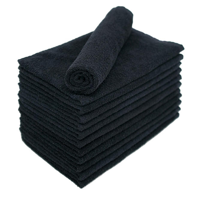 Bleachsafe Salon Hand Towels, Black (24 pack)