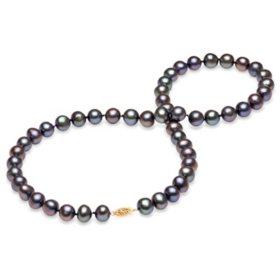 Black Freshwater Pearl Strand Necklace