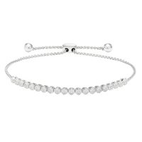 Sterling Silver and 0.25 CT. T.W. Diamond Tennis Style Bolo Bracelet