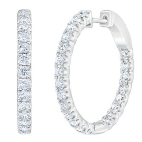 1.95 CT. T.W. Diamond Hoop Earrings in 14K White Gold