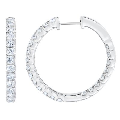 1.95 CT. T.W. Diamond Hoop Earrings in 14K White Gold Sam s Club