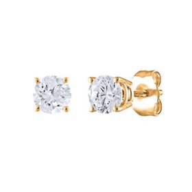 Lab-Created Diamonds by KAY Flower Stud Earrings 1 ct tw Round-Cut 14K  Yellow Gold