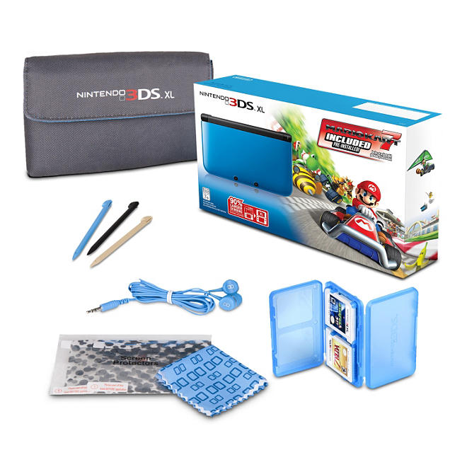 3DS XL Blue with Mario Kart 7 and Starter Kit