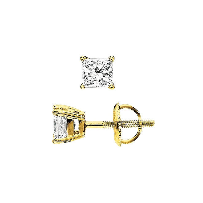 0.50 ct. t.w. Princess-Cut Diamond Stud Earrings 14K Yellow Gold (I, VS2) 