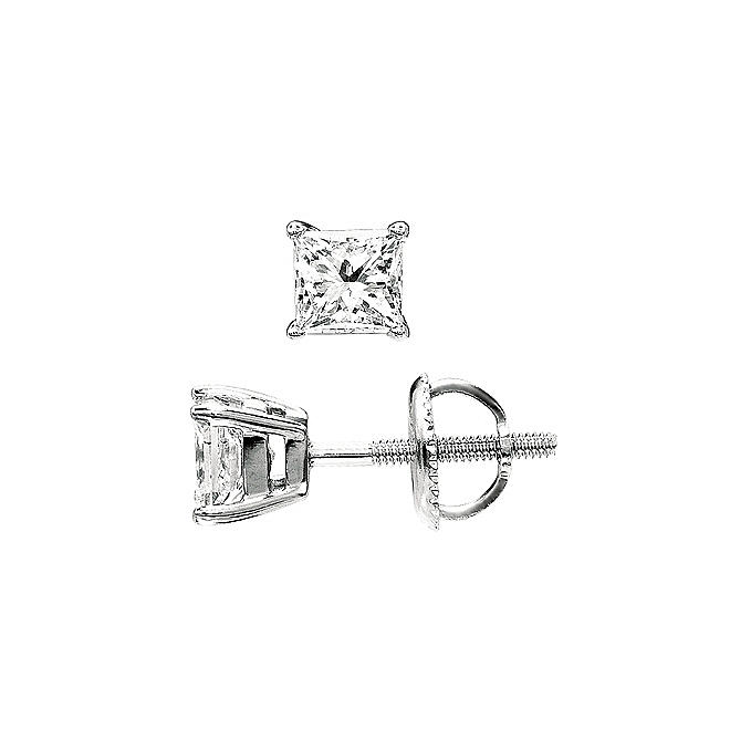 1.00 ct. t.w. Princess-Cut Diamond Stud Earrings in Platinum (I, VS2)