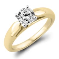 0.96 CT. Round Diamond Solitaire Ring in 14K Yellow Gold (F, I1)