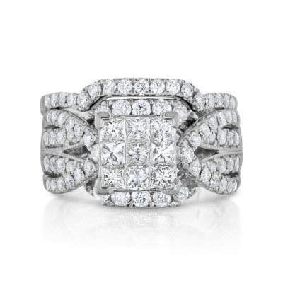 1.95 CT. T.W. Diamond Wedding Ring Set in 14K White Gold - Sam's Club