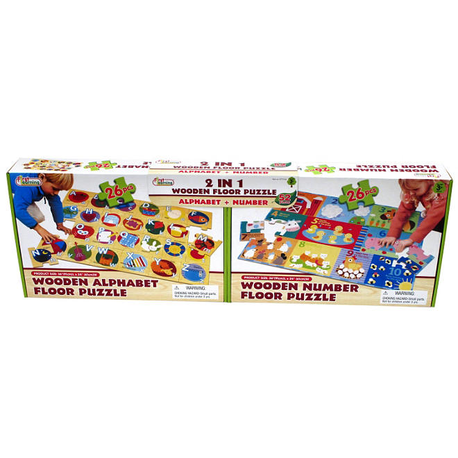 Giant Wooden Floor Puzzle 2 pk. - ABC & Numbers