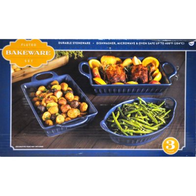 3PC FLUTED BAKEWARE BLUE Sam's Club