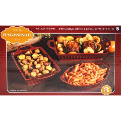 3PC FLUTED BAKEWARE RED Sam's Club