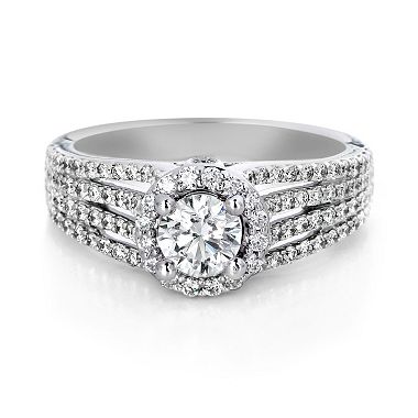 Premier Diamond Collection 1.22 CT. T.W. Round Diamond Halo Engagement Ring in 18K White Gold