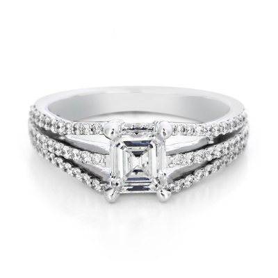 Premier Diamond Collection 1.49 CT. T.W. Emerald Diamond Engagement Ring in 18K White Gold