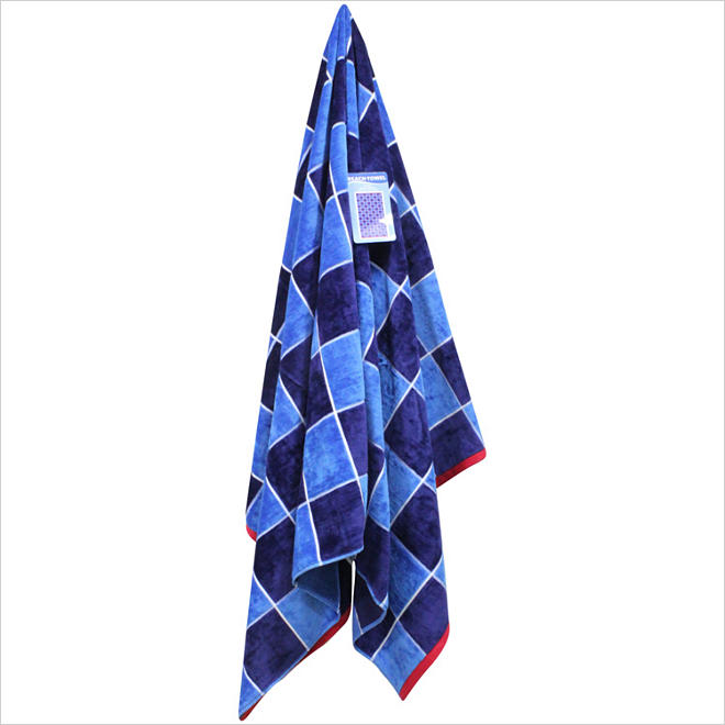 Beach Towel - 40" x 72" - Blue Blocks