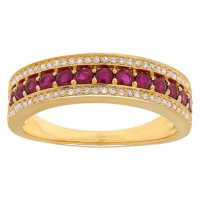 Ruby and Diamond Accent Ring in 14K Yellow Gold