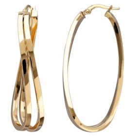 14K Italian Gold Double Curve Hoop Earrings