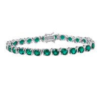 Sterling Silver and Created Emerald Bracelet
