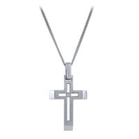 Sterling Silver Cross Pendant with Diamond Accent
