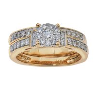 0.61 CT. T.W. Diamond Wedding Ring Set in 14K Yellow Gold