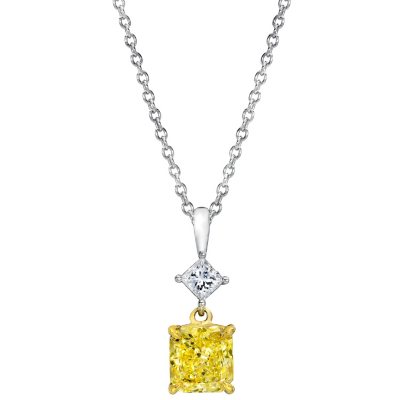 1.17 CT. T.W. Radiant-cut Fancy Yellow Diamond Pendant in