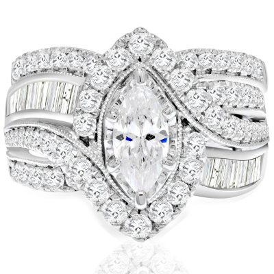 Marquise diamond ring hot sale wedding set