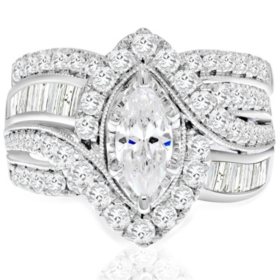 2 45 Ct T W Marquise Diamond Wedding Ring Set In 14k White Gold I I1 Sam S Club